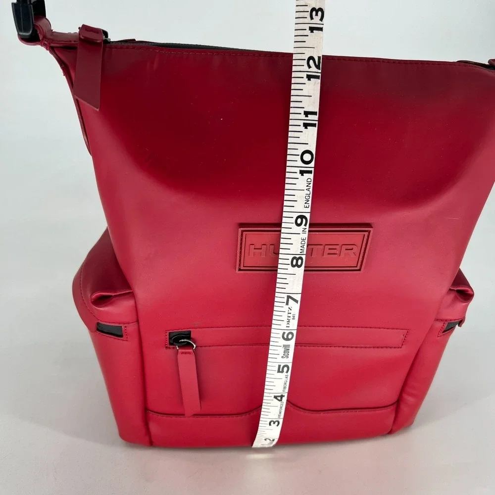 Hunter Original Top Clip Backpack Red Coated Rubberized Leather‎